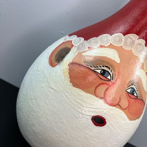 Hand Painted Santa Claus LARGE Gourd Christmas Folk Art 16” Tall Unique Rustic - Picture 4 of 13